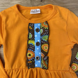 Orange Top w/Buttoned Ruffle Design and Matching Ruffled Pants (Fall 2021071047)