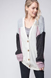 Ivory Heather Grey Mauve Cardigan