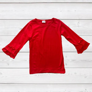 Red Top with Long Ruffle Sleeves (HOL 2109103)-sparkledots-sparkledots