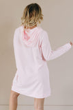 Pink Distressed Cotton Hooded Dress