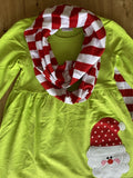 Red and White Striped Green Santa Tunic Scarf Outfit (HOLIDAY 2021070042)