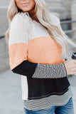 Stylish Colorblock Splicing Stripes Top