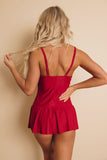 Red Padded Push up One Piece Swimdress