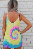 Spaghetti Straps Criss Cross Tie Dye Print Tank Top