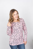 Harper Long Sleeve Henley - Pink Cheetah