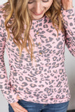 Harper Long Sleeve Henley - Pink Cheetah