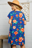 Royal Floral Flutter Sleeve Dress