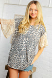 Leopard Print Ruffle Lace Sleeve Top