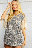 Leopard Print Ruffle Lace Sleeve Top