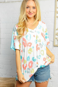 Multi Color Leopard Print Dolman Twist Top