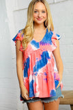 Ruffle Tiered Tie Dye Babydoll Top