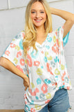 Multi Color Leopard Print Dolman Twist Top