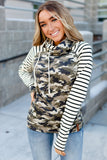 Ampersand Ave doublehood sweatshirt-camo & stripe