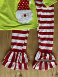 Red and White Striped Green Santa Tunic Scarf Outfit (HOLIDAY 2021070042)