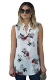 White Sleeveless Floral Top