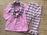 Pink/Gray Striped Scarf Outfit (MYS 2021083010)-sparkledots-sparkledots