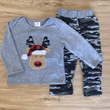 Reindeer Applique Camo Pants Outfit (HOLIDAY 2021070066)