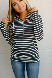 Ampersand Ave Striped Orange Half Zip Hoodie