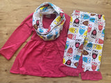 Pink "Well Owl Be Darned" Scarf Outfit (MYS 2021083005)-sparkledots-sparkledots