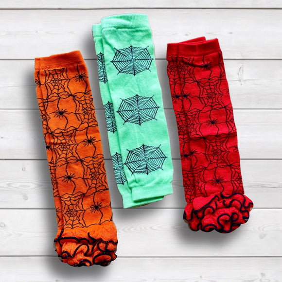 3-Pack of Leg Warmers - Multicolor Spiderwebs (#10311)