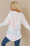 Multicolour V Neck Tie-Dyed thermal Long Sleeve Top