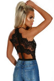 Black Eyelash Lace Allure High Waisted Bodysuit