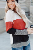 Stylish Colorblock Splicing Stripes Top