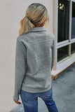 Half Zip Solid Textured Long Sleeve Top