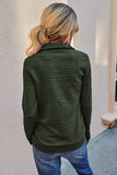 Half Zip Solid Textured Long Sleeve Top