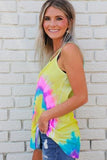 Spaghetti Straps Criss Cross Tie Dye Print Tank Top