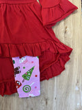 Christmas Candy! Red Ruffle Tunic, Scarf, & Pants (HOLIDAY 2021070059)