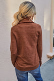 Half Zip Solid Textured Long Sleeve Top