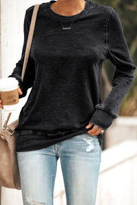 Charcoal Grey  Wash Pullover Sweatshirt