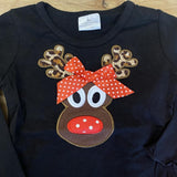 Adorable Appliqued Reindeer Ruffle Pants Outfit (HOLIDAY 2021070054)