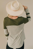 Green Pinstripe Patch Pocket Top