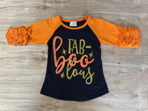 Fab-Boo-Lous Top w/Orange Ruffled Sleeves (Fall 2021071042)