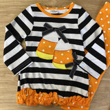 Black 'n White Stripe Candy Corn Shirt w/Polka Dot Pants (Fall 2021071038)