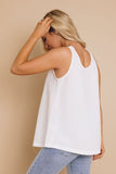 White Button Textured Cotton Tank Top