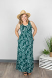 Green Palm Leaf Maxi Dress