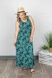 Green Palm Leaf Maxi Dress