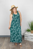 Green Palm Leaf Maxi Dress