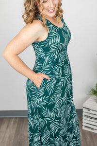 Green Palm Leaf Maxi Dress