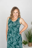 Green Palm Leaf Maxi Dress