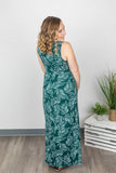 Green Palm Leaf Maxi Dress