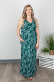 Green Palm Leaf Maxi Dress