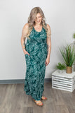 Green Palm Leaf Maxi Dress