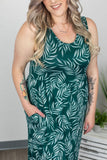 Green Palm Leaf Maxi Dress