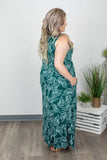 Green Palm Leaf Maxi Dress