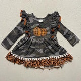 Camo Dress w/Pumpkin & Orange Tipped Ruffles AUGCU1013