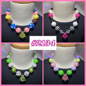 Shining Colorful Gems Necklace 4 Pack (#2134)